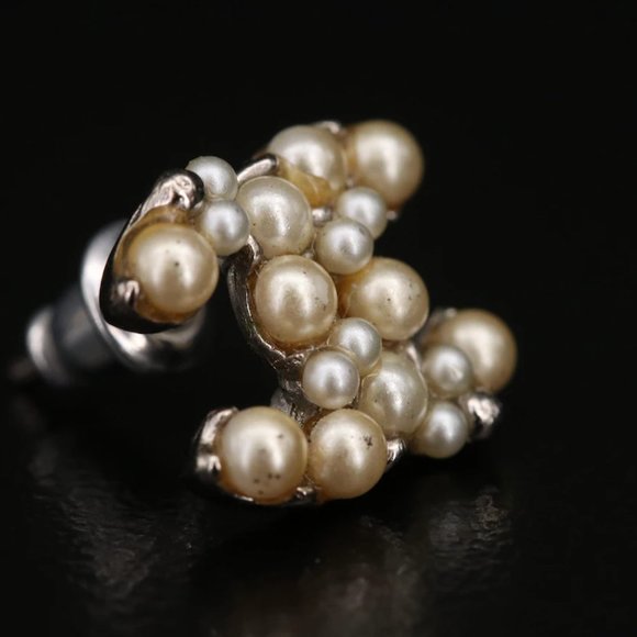 Chanel CC Logo Faux Pearl Stud Earrings - Picture 14 of 16